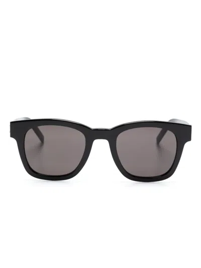 Saint Laurent Ysl-plaque Square-frame Sunglasses In Schwarz
