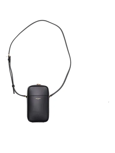 Saint Laurent Dailycase Logo Leather Cross-body Bag In Black