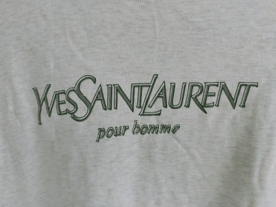 Pre-owned Saint Laurent Ysl Pour Homme Big Logo Spell Out T Shirt In Grey