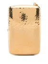 Saint Laurent Rectangular Gold Hammered Clutch Bag In Orange