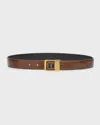 Saint Laurent Ysl Python Leather Belt In Brown