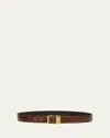 Saint Laurent Ysl Python Leather Belt In Sienna Brown Black