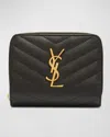 Saint Laurent Ysl Quilted Bifold Compact Wallet In Nero