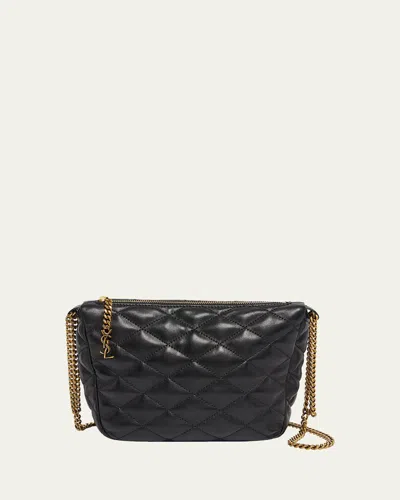 Saint Laurent Ysl Quilted Leather Hobo Bag In Black
