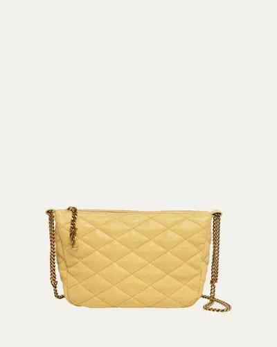 Saint Laurent Ysl Quilted Leather Hobo Bag In Yellow