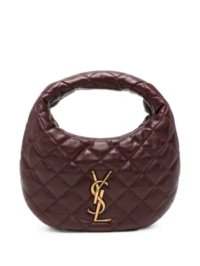 Saint Laurent Gesteppte Ysl Schultertasche In Burgundy