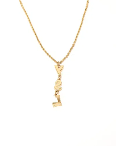 Saint Laurent Ysl Rhinestone Necklace In Gold