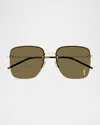 Saint Laurent Ysl Rimless Square Metal Sunglasses In Gold