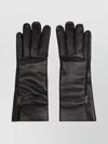 Saint Laurent Black Leather Cassandre Gloves In Black