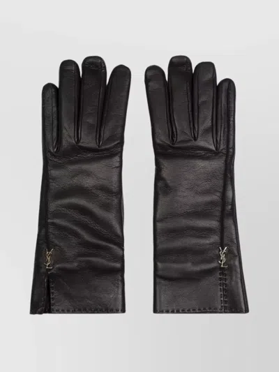 SAINT LAURENT YSL RIVET LEATHER GLOVES