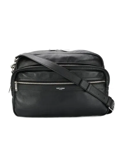 Saint Laurent Ysl Sid Messenger Bag In Black