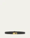 Saint Laurent Ysl Skinny Leather Belt In Black