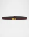 Saint Laurent Ysl Skinny Leather Belt In Hot Wine