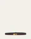 Saint Laurent Ysl Skinny Leather Belt In Hot Wine