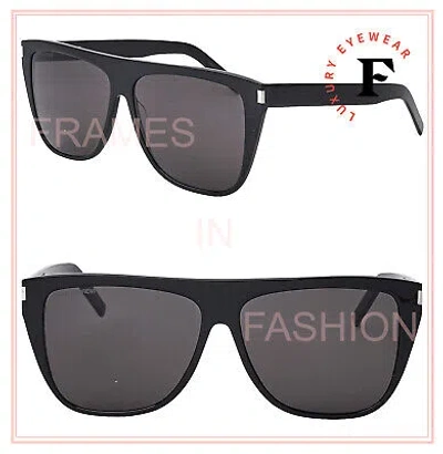 Pre-owned Saint Laurent Ysl Sl 1 Slim 001 Black Gray Rectangular Unisex Sunglasses Sl1