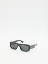 Saint Laurent Black Rectangular Sunglasses In Pattern