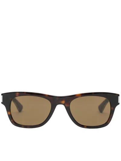 Saint Laurent Havana Rectangular Sunglasses In White