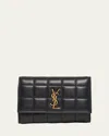 Saint Laurent Ysl Slim Trifold Wallet In Quilted Leather In Noir