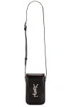Saint Laurent Ysl Solferino Phone Case Bag In Nero
