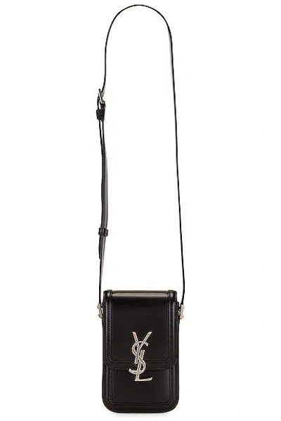 Saint Laurent Ysl Solferino Phone Case Bag In Nero