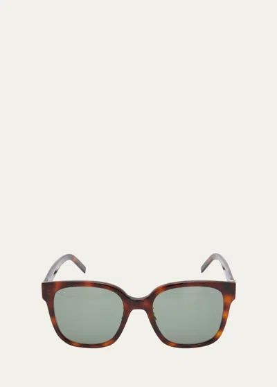 Saint Laurent Ysl-plaque Square-frame Sunglasses In Shiny Medium Hava