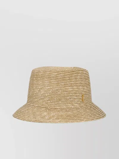 Saint Laurent Ysl Straw Wide Brim Lightweight Hat In Brown