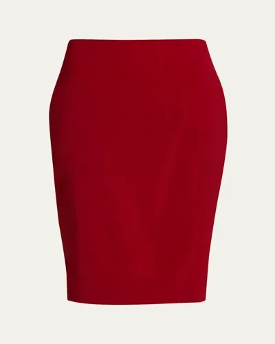 Saint Laurent Mid-rise Pencil Skirt In Satin Clothing In Red