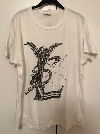 Pre-owned Saint Laurent Ysl T In White