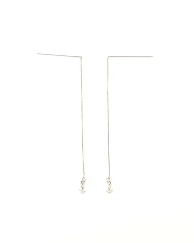Saint Laurent Ysl Threader Earrings In Metallic