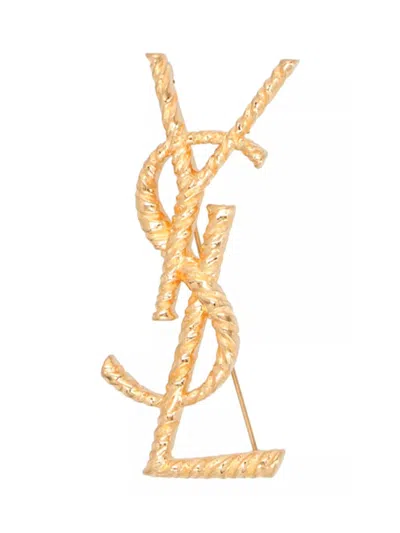 Saint Laurent Ysl Tiger Brooch - 100% Metal In Gold