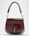 Saint Laurent Ysl Top-handle Bag In Patent Leather In Dark Red Wine