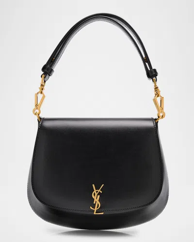 Saint Laurent Ysl Top-handle Bag In Smooth Leather In Black