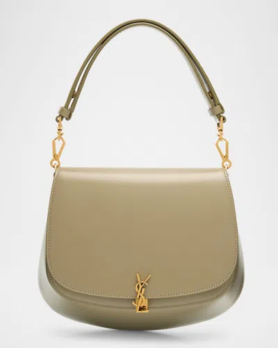 Saint Laurent Ysl Top-handle Bag In Smooth Leather In Green