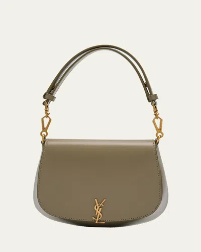 Saint Laurent Ysl Top-handle Bag In Smooth Leather In Green