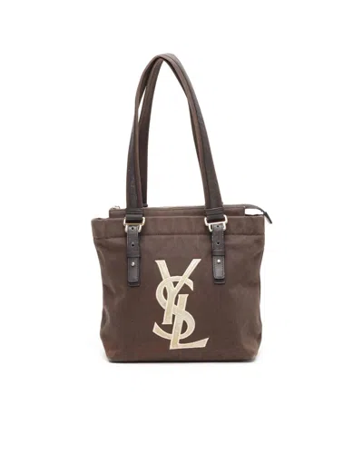 Saint Laurent Ysl Tote Bag In Brown