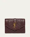 Saint Laurent Ysl Trifold Compact Wallet In Quilted Leather In Wine