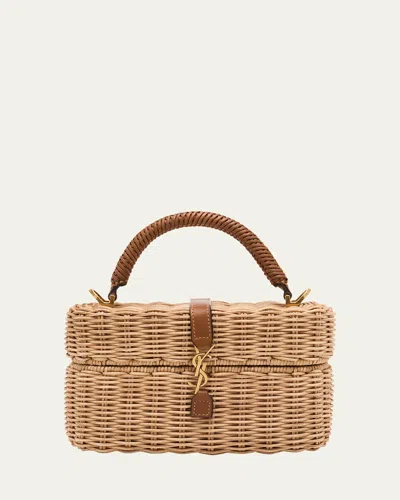 Saint Laurent Ysl Vanity Bag In Raffia Wicker