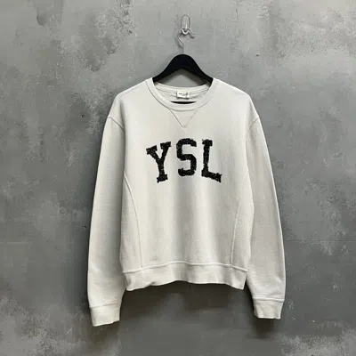 Pre-owned Saint Laurent Ysl Vintage Dirty Ecru Sweatshirt In White