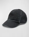 Saint Laurent Ysl Washed Denim Baseball Hat In Black