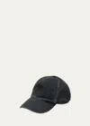 Saint Laurent Ysl Washed Denim Baseball Hat In Black