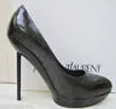 Pre-owned Saint Laurent Ysl Yves  Divine105 Eel Pumps Shoes 39 In Black