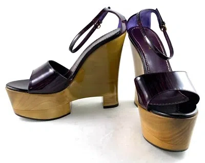 Pre-owned Saint Laurent Ysl Yves  Tribute Platform Purple Shoes 39