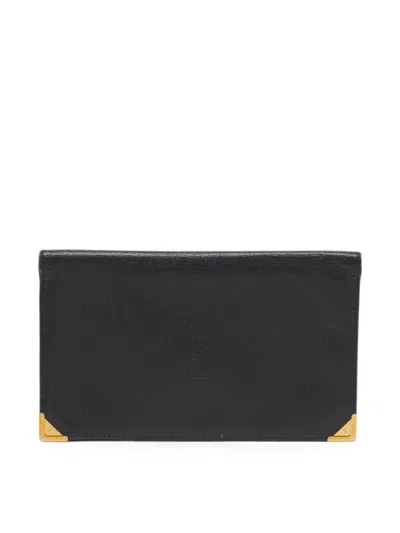 Pre-owned Saint Laurent Ysl-debossed Bi-fold Wallet In Black