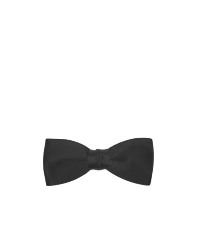 Saint Laurent Yves Bow Tie In Black Silk Satin