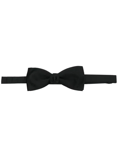 Saint Laurent Yves Bow Tie In Silk Satin Accessories In Black