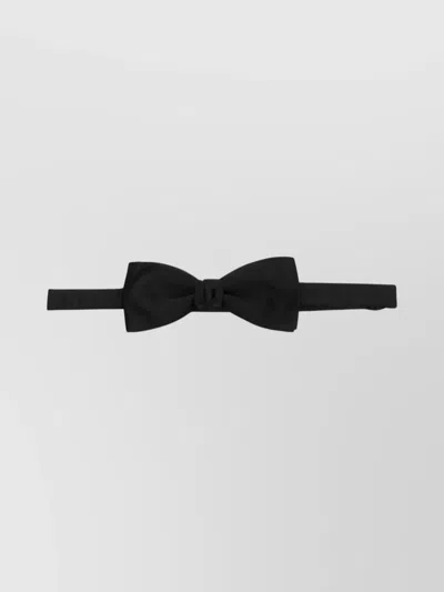Saint Laurent Yves Bow Tie In Silk Satin In Black