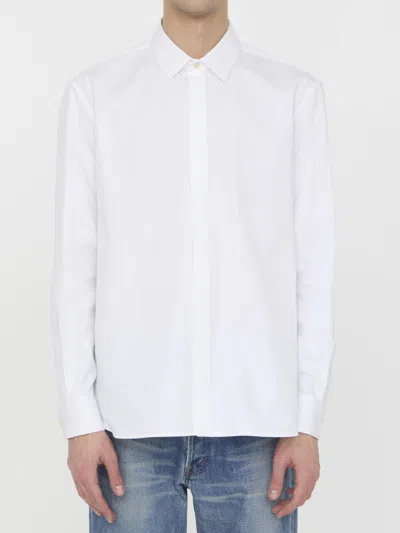 Saint Laurent Cassandre Embroidered Shirt In White