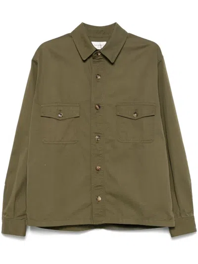 Saint Laurent Cotton Shirt Jacket In Green
