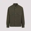 Saint Laurent Long-sleeved Twill Overshirt In Green