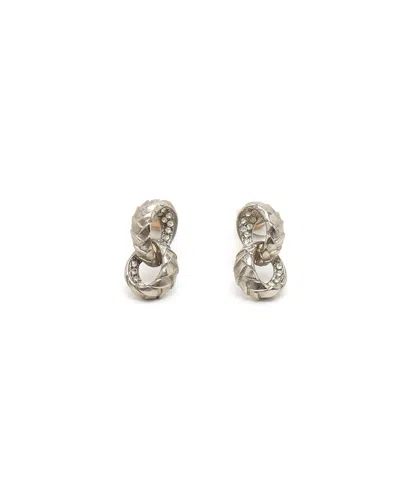 Saint Laurent Yves Rhinestone Clip-on Earrings In Silver